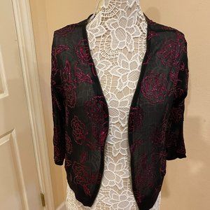 Tildon black translucent jacket with shimmering sequin detail - Size S